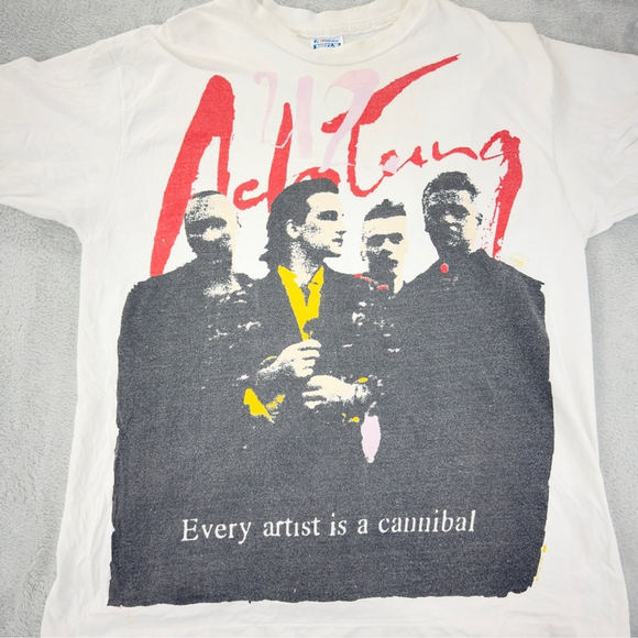 VTG U2 Men Sz XL 1990s Achtung Baby Zoo Every Artist is a Cannibal Single Stitch - Picture 6 of 12